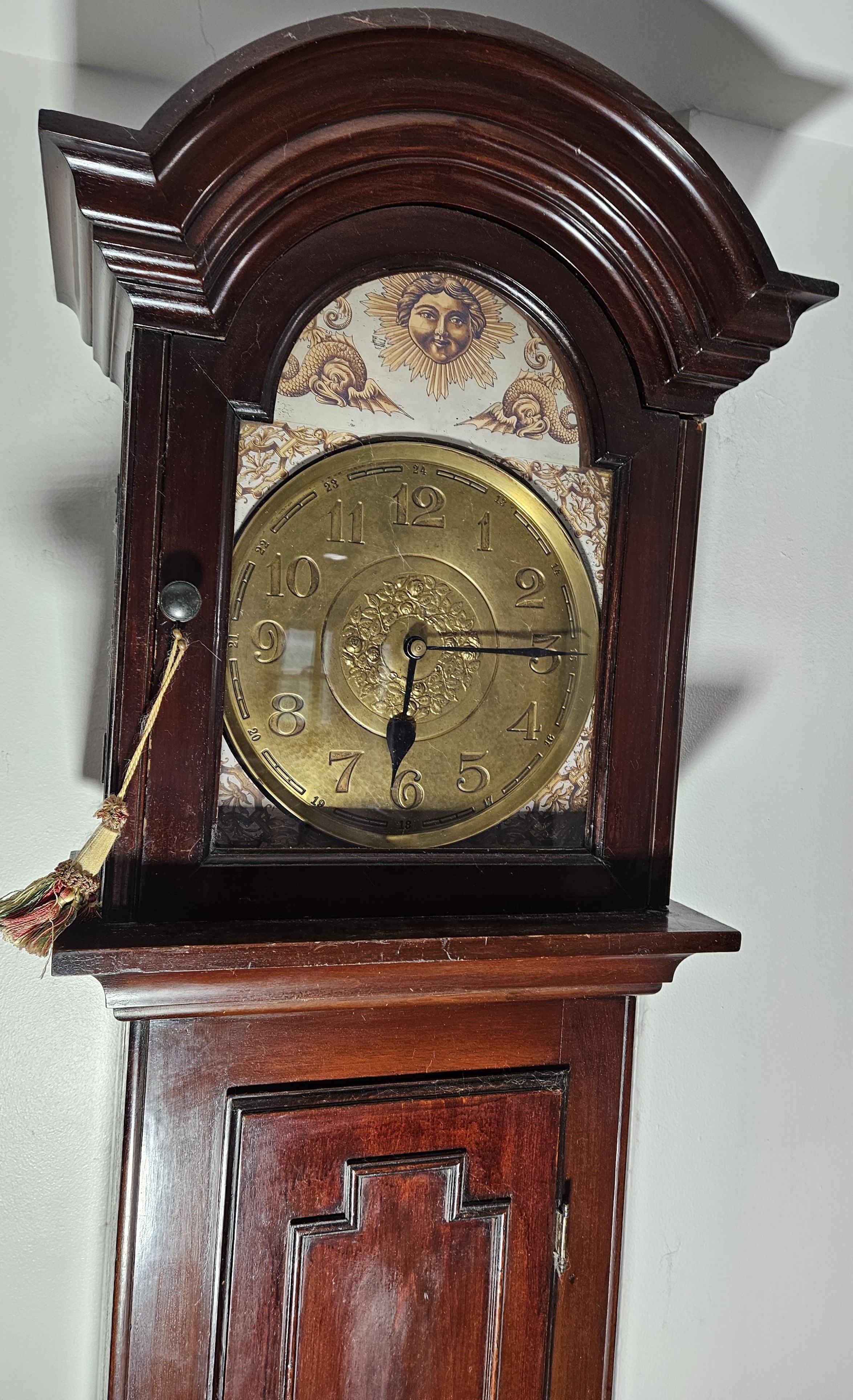 German late 1800s 7-foot weight-driven grandfather clock