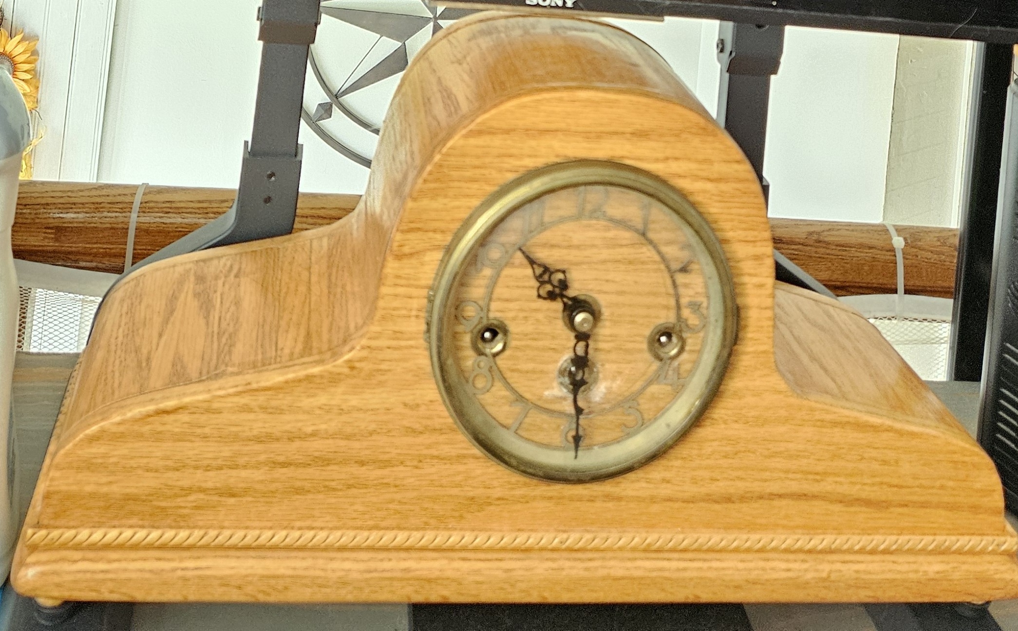 White oak homemade triple-chime tambour clock